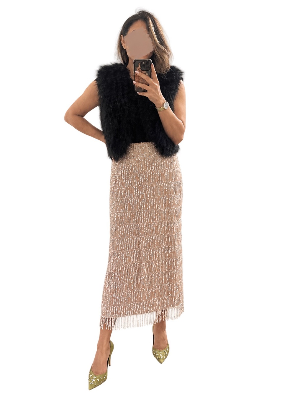 Endless Rose - sequin Tassel midi skirt